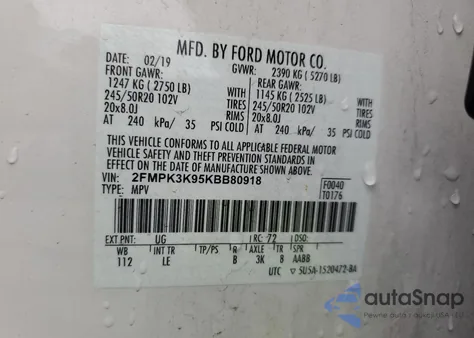 2019 Ford Edge Titanium from USA, damaged, VIN 2FMPK3K95KBB80918